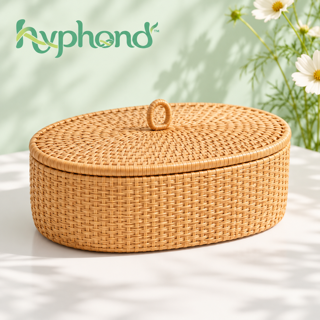 hyphond™ Keepsake Cove Rattan Jewelry Box — Oval Woven Trinket Organizer with Removable Cotton-Lined Insert