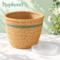 hyphond™ Fern Nest Woven Seagrass Planter Basket — Decorative Indoor Pot Cover with Removable Saucer for 8-Inch Nursery Pots