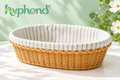 hyphond™ Morning Fold Rattan Bread Basket — Oval Tabletop Roll Basket with Removable Cotton Liner