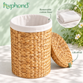 hyphond™ Sunday Reed Woven Water Hyacinth Laundry Hamper — Lidded Clothes Basket with Removable Cotton Liner